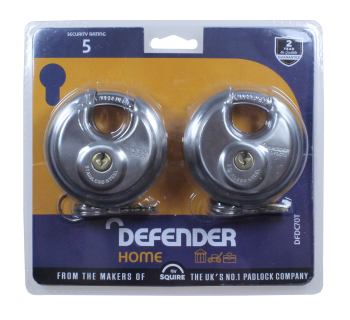 Defender 70mm Discus Padlock Twin Pack