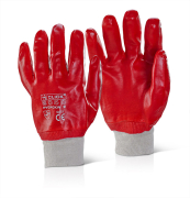 Red Knit Wrist PVC Gloves