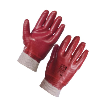 Supertouch Red Knit Wrist PVC Gloves
