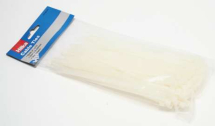 Hilka 100pc White Cable Ties 200mm x 4.8mm
